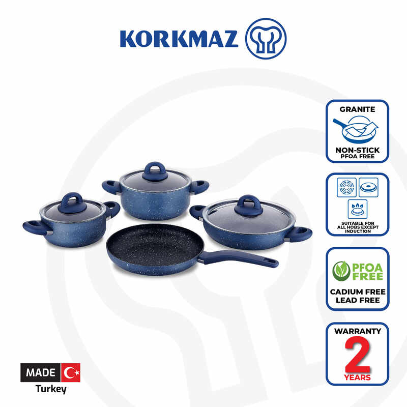 Korkmaz korkmaz vintage cookware set, 5 pcs nonstick pot set with lid