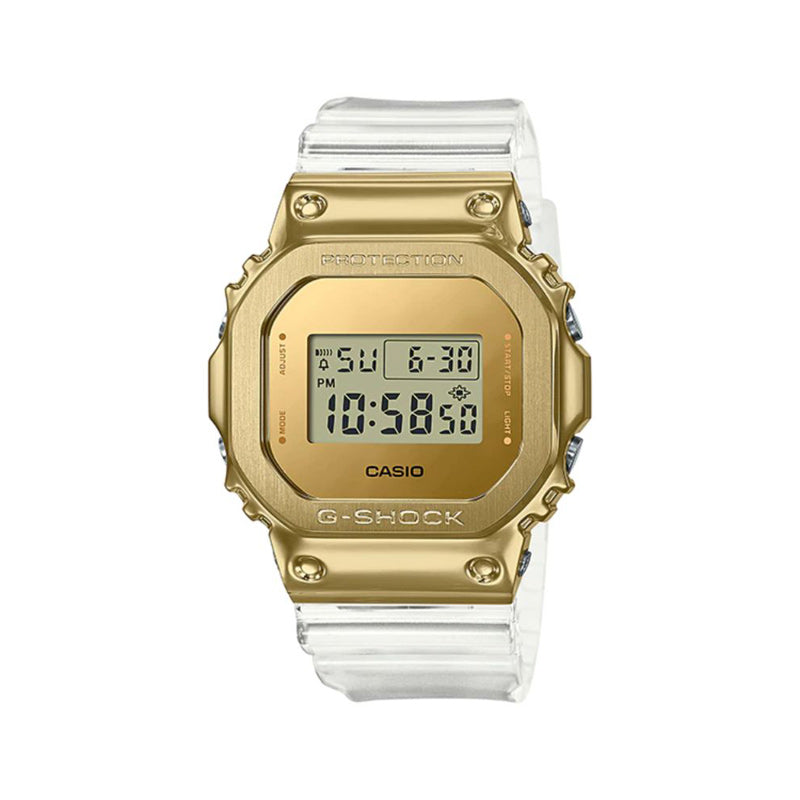 Casio G Shock Men s Digital GM 5600SG 9 Gold Bezel with White Transpar The Wola