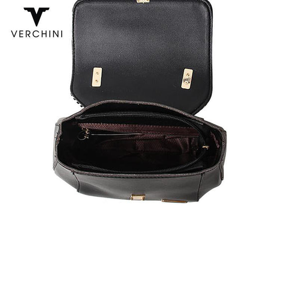 Verchini Stone-Embellished Geometric Handbag/ Sling Bag Two-Tone Multi Purpose Women Bag