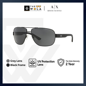 Armani Exchange Men's Pilot Frame Black Metal Sunglasses - AX2012S