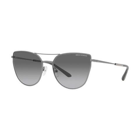 Armani Exchange Women's Cat Eye Frame Shiny Gunmetal Metal Sunglasses - AX2045S