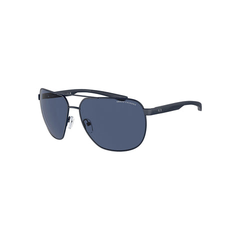 Armani Exchange Men's Round Frame Matte Blue Metal Sunglasses - AX2047S