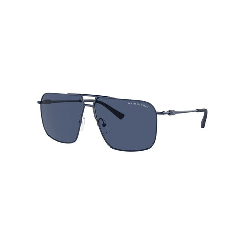 Armani Exchange Men's Pilot Frame Matte Blue Metal Sunglasses - AX2050S