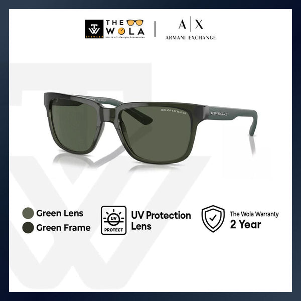 Armani Exchange Unisex's Square Frame Green Injected Sunglasses - AX4026S