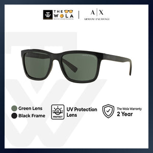 Armani Exchange Men's Rectangle Frame Black Injected Sunglasses - AX4045S