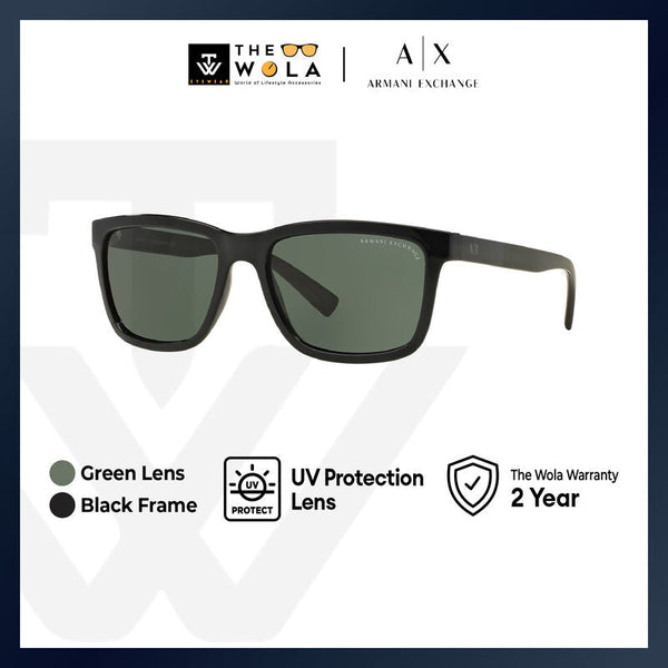 Armani Exchange Men's Rectangle Frame Black Injected Sunglasses - AX4045S