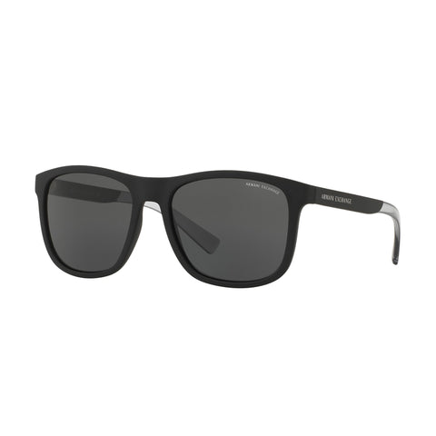 Armani Exchange Men's Square Frame Black Injected Sunglasses - AX4049SF