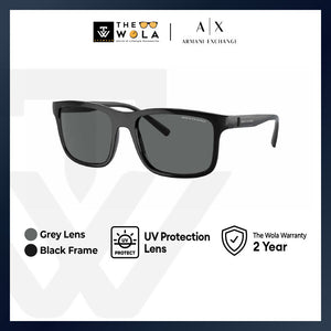 Armani Exchange Men's Rectangle Frame Black Injected Sunglasses - AX4145S