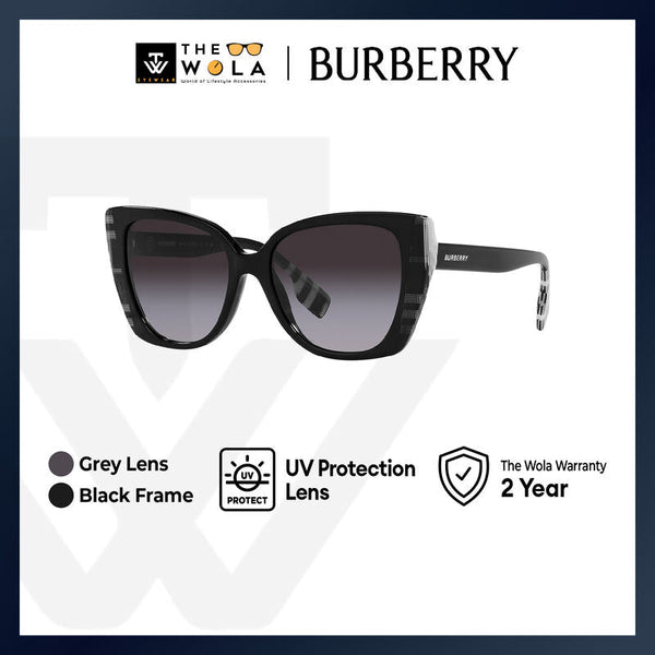 Burberry Women's Cat Eye Frame Black Acetate Sunglasses - BE4393F