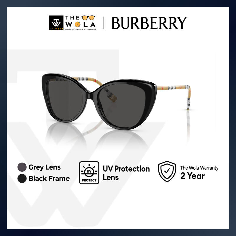 Burberry Women's Cat Eye Frame Black Acetate Sunglasses - BE4407F