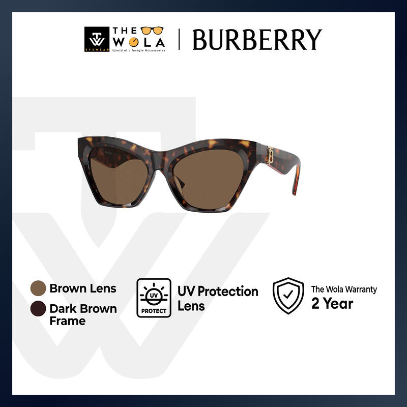 Burberry Women's Cat Eye Frame Dark Havana Acetate Sunglasses - BE4420U