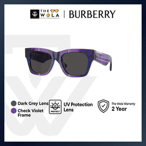 Burberry Women's Square Frame Check Violet Acetate Sunglasses - BE4424