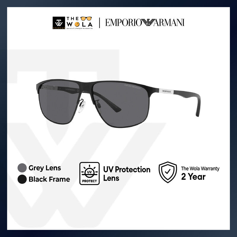 Emporio Armani Men's Pillow Frame Black Metal Sunglasses - EA2094