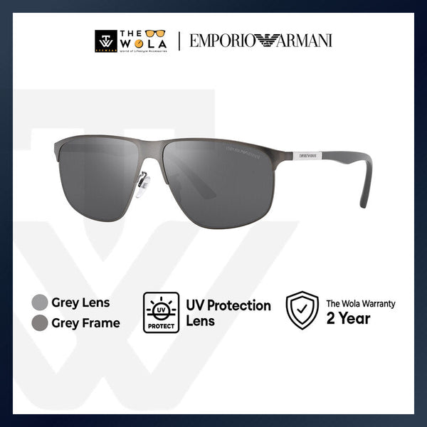 Emporio Armani Men's Pillow Frame Gunmetal Metal Sunglasses - EA2094