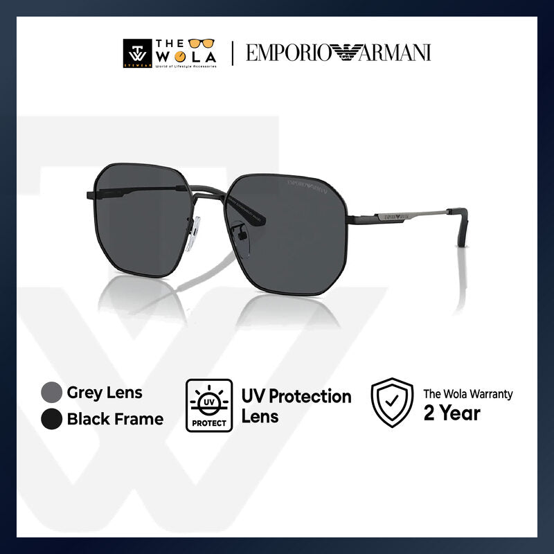 Emporio Armani Men's Pilot Frame Black Metal Sunglasses - EA2154D