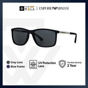 Emporio Armani Men's Rectangle Frame Blue Injected Sunglasses - EA4058