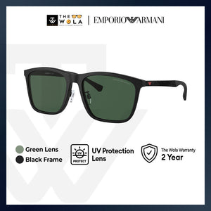 Emporio Armani Men's Rectangle Frame Black Acetate Sunglasses - EA4150F