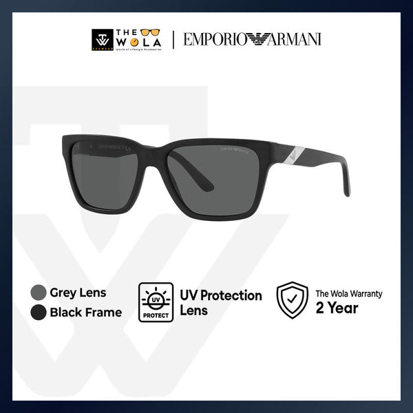 Emporio Armani Men's Rectangle Frame Black Acetate Sunglasses - EA4177