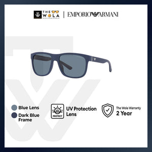 Emporio Armani Men's Pillow Frame Matte Blue Injected Sunglasses - EA4182U