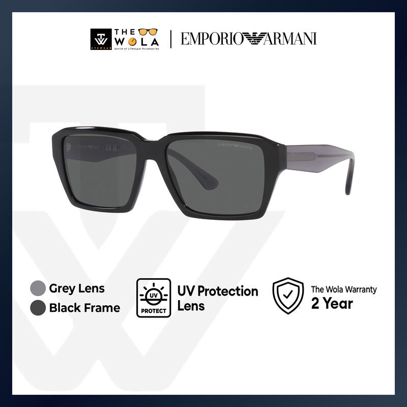 Emporio Armani Men's Rectangle Frame Black Acetate Sunglasses - EA4186