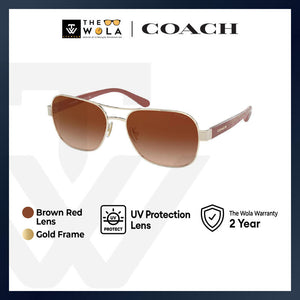 Coach Women's Pilot Frame Gold Metal Sunglasses - HC7116