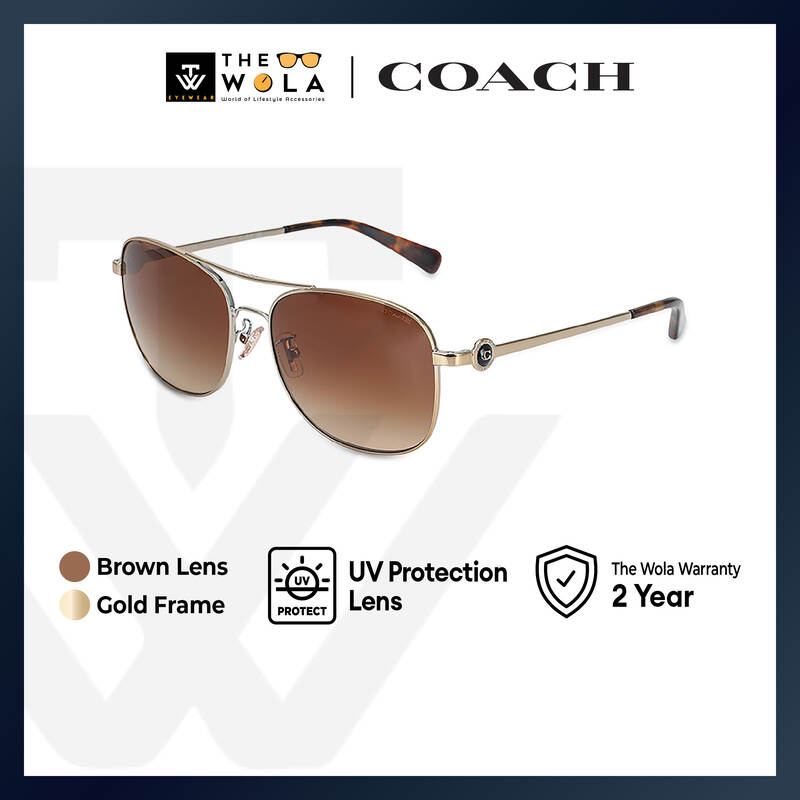 Coach Women's Rectangle Frame Gold Metal Sunglasses - HC7127