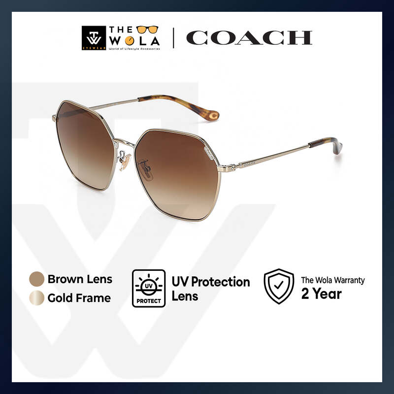 Coach Women's Irregular Frame Gold Metal Sunglasses - HC7132