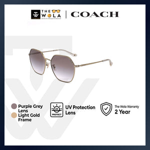 Coach Women's Irregular Frame Shiny Light Gold Metal Sunglasses - HC7132