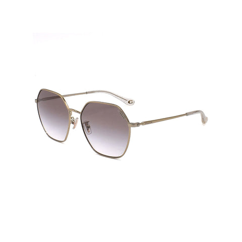 Coach Women's Irregular Frame Shiny Light Gold Metal Sunglasses - HC7132