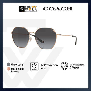 Coach Women's Irregular Frame Pink Metal Sunglasses - HC7132