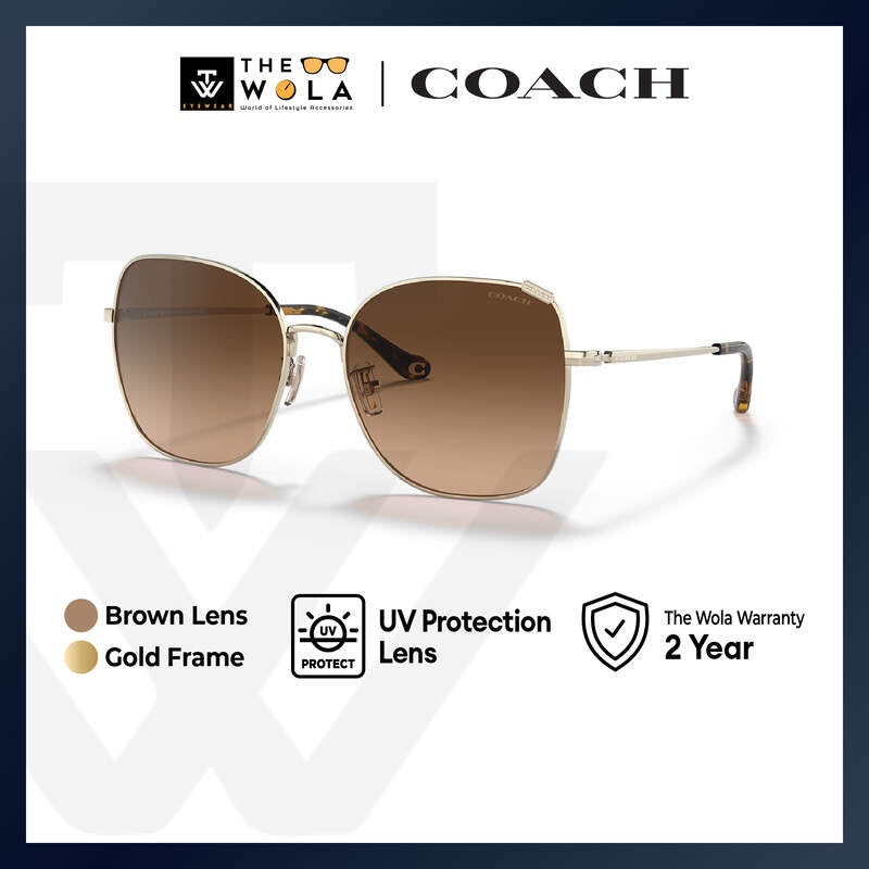 Coach Women's Square Frame Gold Metal Sunglasses - HC7133