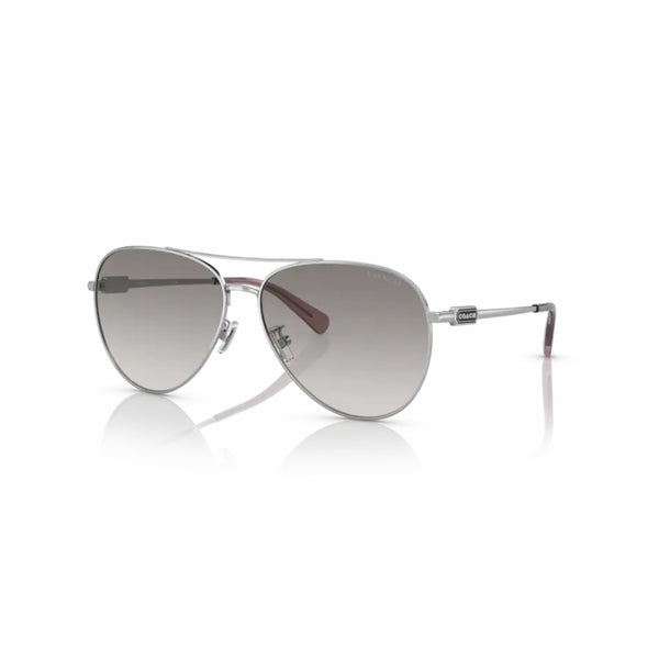 Coach Women's Pilot Frame Shiny Silver Metal Sunglasses - HC7140