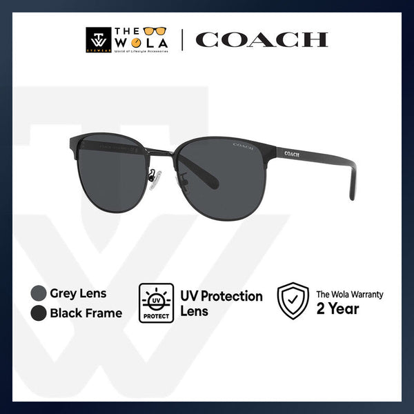 Coach Men's Round Frame Black Metal Sunglasses - HC7148