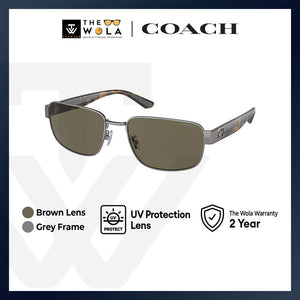 Coach Men's Rectangle Frame Grey Metal Sunglasses - HC7149