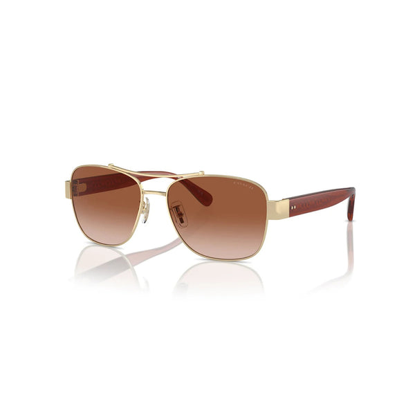 Coach Women's Pilot Frame Shiny Light Gold Metal Sunglasses - HC7161