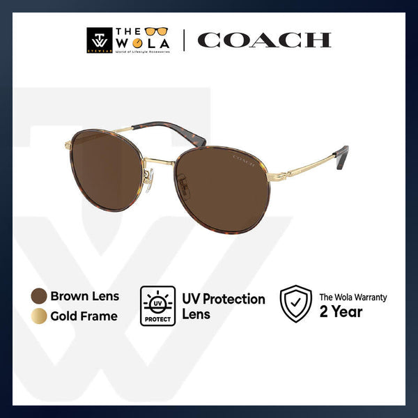 Coach Men's Phantos Frame Gold Metal Sunglasses - HC7163