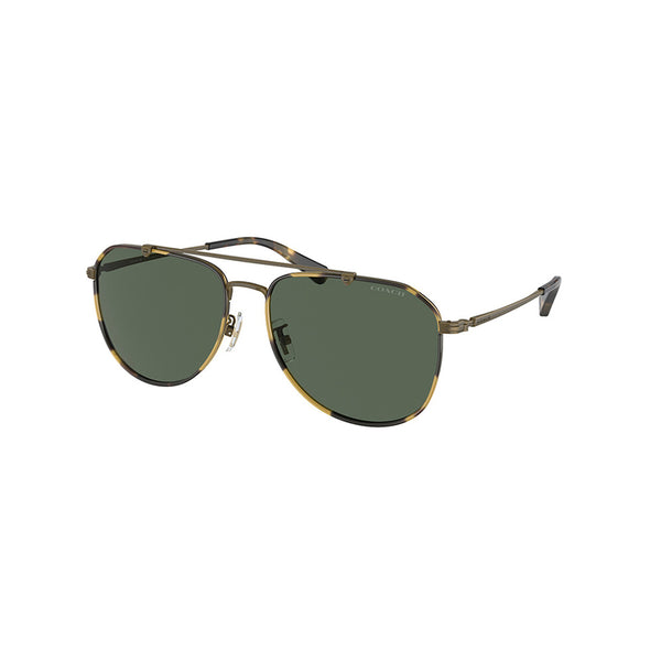 Coach Men's Pilot Frame Antique Gold Metal Sunglasses - HC7164