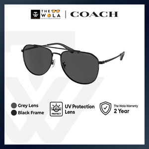 Coach Men's Pilot Frame Black Metal Sunglasses - HC7164