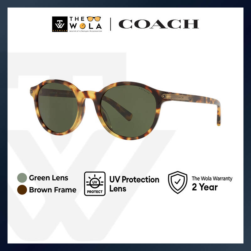 Coach Men's Round Frame Havana Acetate Sunglasses - HC8312U