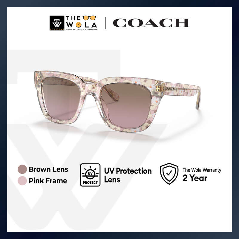 Coach Women's Square Frame Pink Acetate Sunglasses - HC8318F