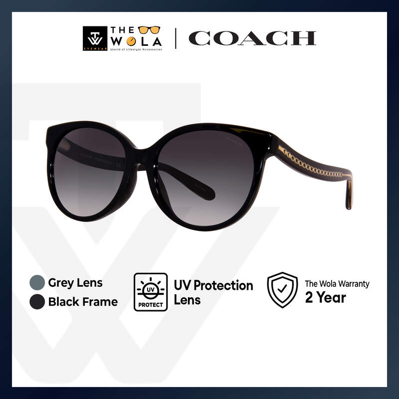 Coach Women's Round Frame Black Acetate Sunglasses - HC8321F