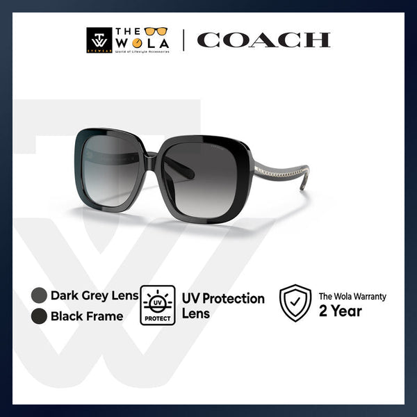 Coach Women's Square Frame Black Acetate Sunglasses - HC8323U