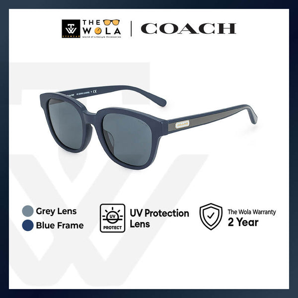 Coach Men's Square Frame Blue Acetate Sunglasses - HC8340U