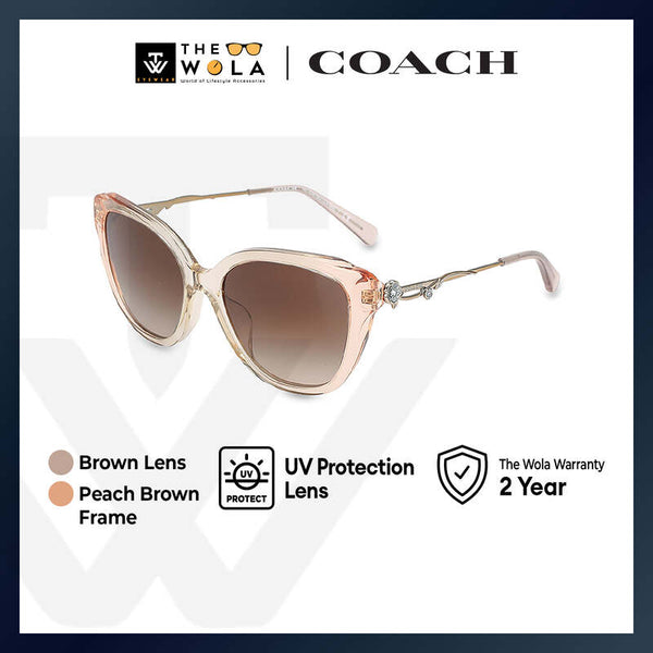 Coach Women's Square Frame Peach Brown Acetate Sunglasses - HC8347BU