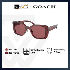 Coach Women's Square Frame Red Acetate Sunglasses - HC8352