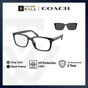 Coach Men's Rectangle Frame Black Injected Clip On Sunglasses - HC8357U