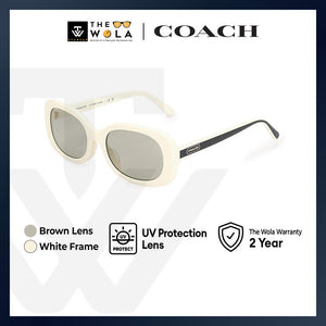 Coach Women's Oval Frame White Acetate Sunglasses - HC8358F