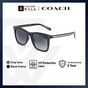 Coach Women's Square Frame Black Injected Sunglasses - HC8374F