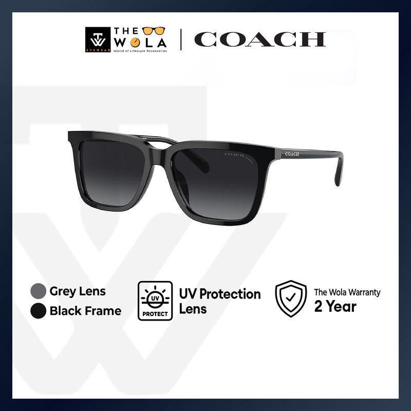 Coach Men's Square Frame Black Acetate Sunglasses - HC8385U