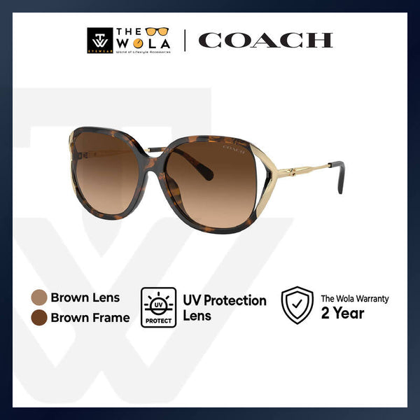 Coach Women's Square Frame Brown Injected Sunglasses - HC8396U